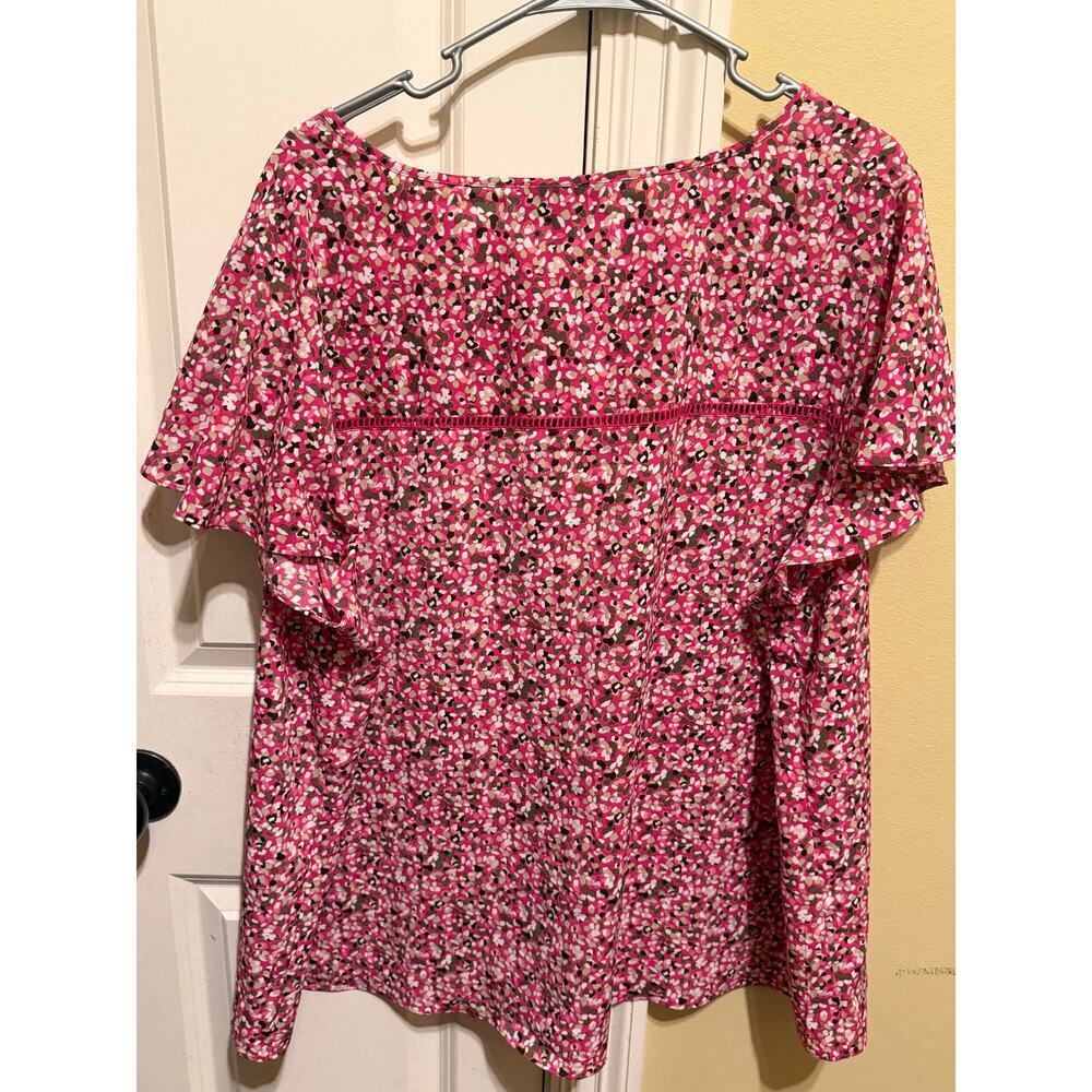 Lane Bryant Pink Flutter Short Sleeve Blouse Shirt Plus Size 22 - Picture 4 of 7